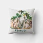 Coussin Nom personnalisé Safari Animaux Palm Trees (Verso)