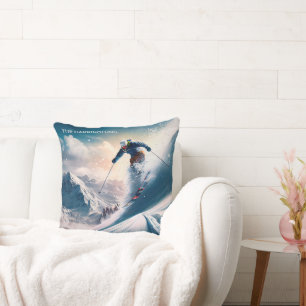 Coussin Nom personnalisé Skier de montagne