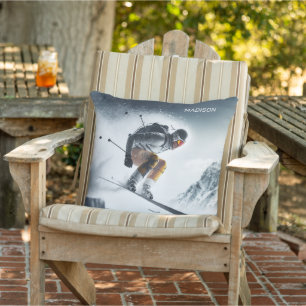 Coussin Nom personnalisé Skier de montagne