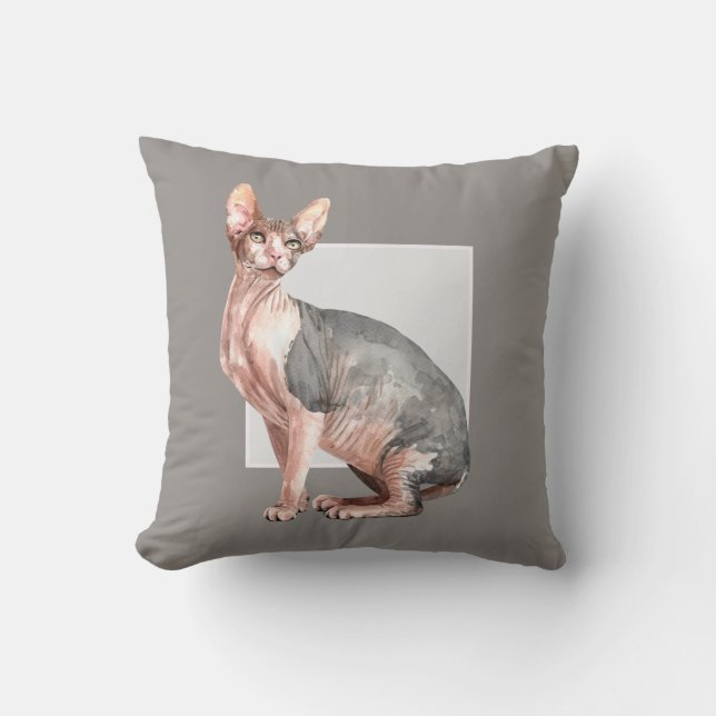 Coussin Nom personnalisé Sphynx chat sans cheveux motif (Recto)