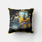 Coussin Nom personnalisé Véhicules de construction Baby Bo (Verso)