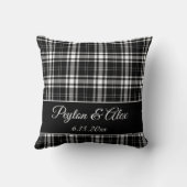 Coussin Nom personnalisé Vérification Buffalo noir et blan (Verso)