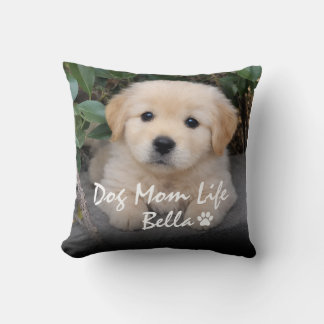 Coussin Nom personnalisé Vie de maman de chien Design Bell