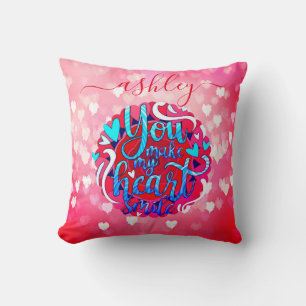 Coussin Nom personnalisé VOUS FAITES MON CŒUR SOURIRE Amou