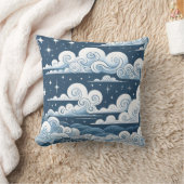 Coussin Nom personnalisé Whimsical Blue Celestial Baby Boy (Couverture)