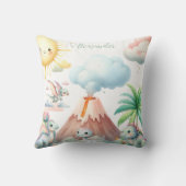 Coussin Nom personnalisé Whimsical Pastel Dinosaur (Verso)