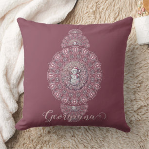 Coussin Nom Personnalisé Whimsman Snowman Ornamental Manda