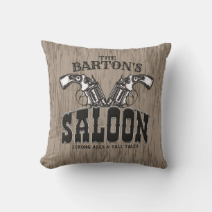 Coussin NOM PERSONNALISÉ Wild West Gun Revolver Saloon