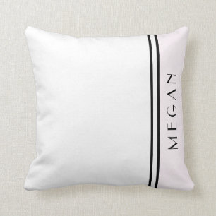 Coussin Nom personnel Black White Pink Minimal Moderne
