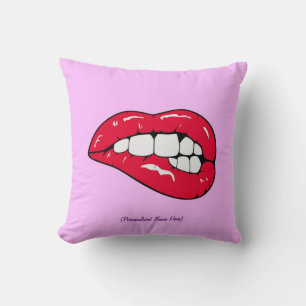 Coussin Nom personnel Lèvres rose chaud fille