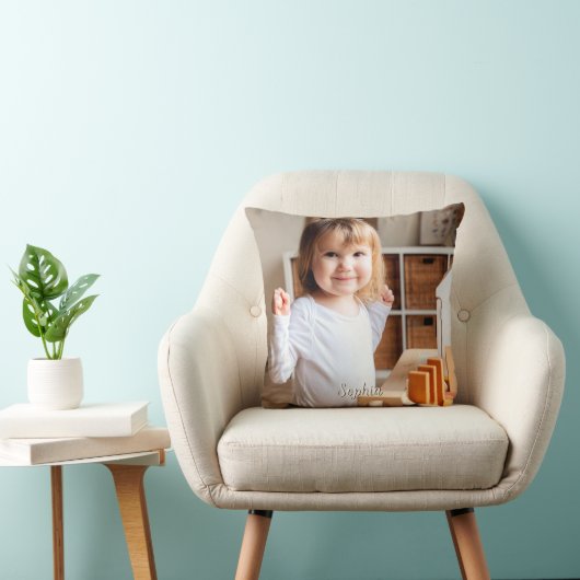 Coussin Nom photo et script de votre enfant (Chaise)