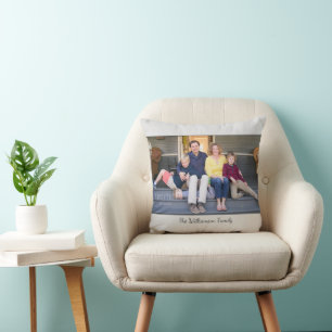 Coussin Nom photo moderne Bordure gris clair