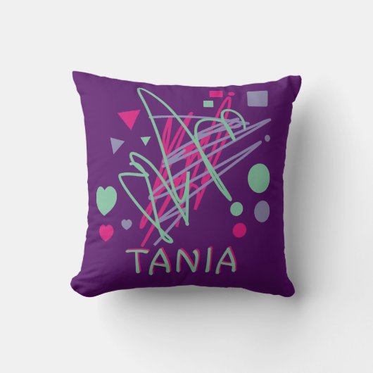 Coussin Nom Purple rose Turquoise Cercle Carré Triangle Co (Recto)