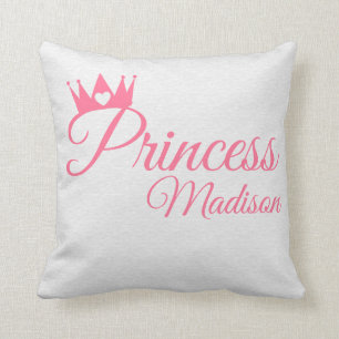 Coussin Nom rose de princesse Crown Heart Tiara