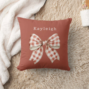 Coussin Nom Ruban Crème Rouge