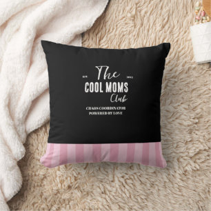 Coussin Nom Script Vintage Rayure Rose