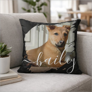 Coussin Nom simple moderne élégant chic de l'animal et pho