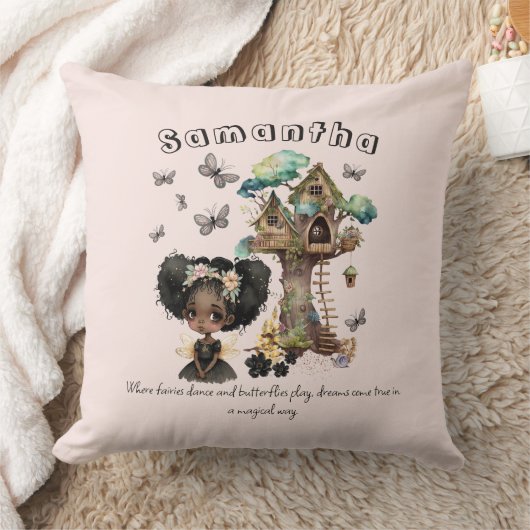 Coussin Nom Texte Magique Bois Fée Papillon (Couverture)