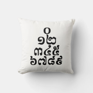 Coussin Nombres cambodgiens Pyramide - 0 12 345 6789 Khmer