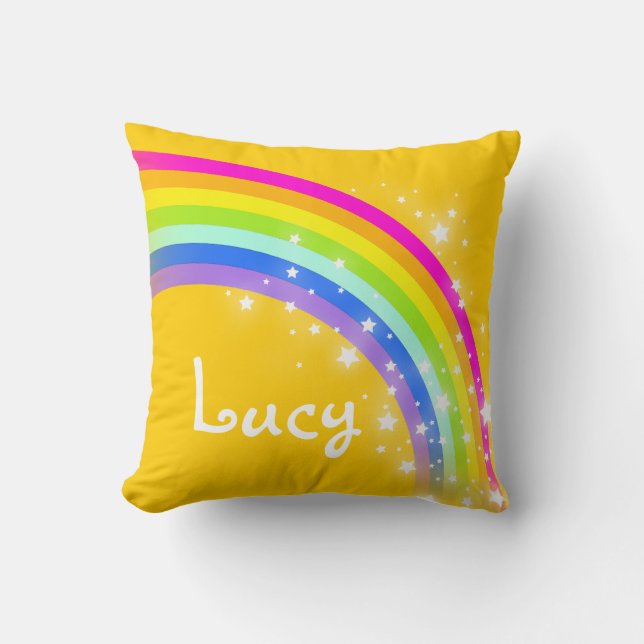 coussin nommé de Lucy de filles de jaune orange (Recto)