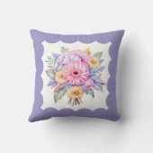 Coussin Noms de 5e anniversaire fleurs gerbera violettes (Verso)