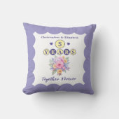 Coussin Noms de 5e anniversaire fleurs gerbera violettes (Recto)