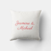 Coussin Noms de couple d'écriture rouge et blanc Mariage (Verso)