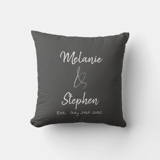 Coussin Noms de couple élégants Date Script Typographie Gr (Recto)