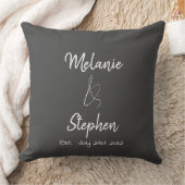 Coussin Noms de couple élégants Date Script Typographie Gr (Couverture)