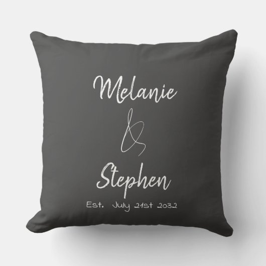 Coussin Noms de couple élégants Date Script Typographie Gr (Recto)