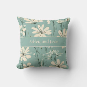Coussin Noms de couple personnalisés Floral Moderne du Mil