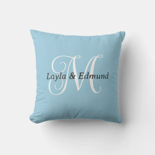 Coussin Noms de couples monogrammés Rustique Bleu