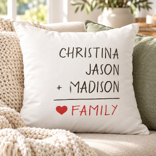 Coussin Noms de famille Math pour une famille de trois