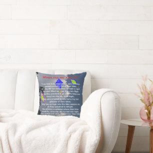 Coussin Noms de poèmes volants de cerfs-volants 16" x 16"