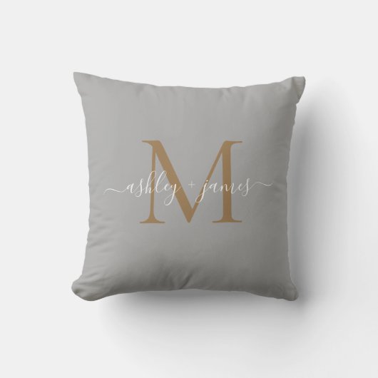 Coussin Noms de script de monogramme d'or élégant Mariage (Recto)