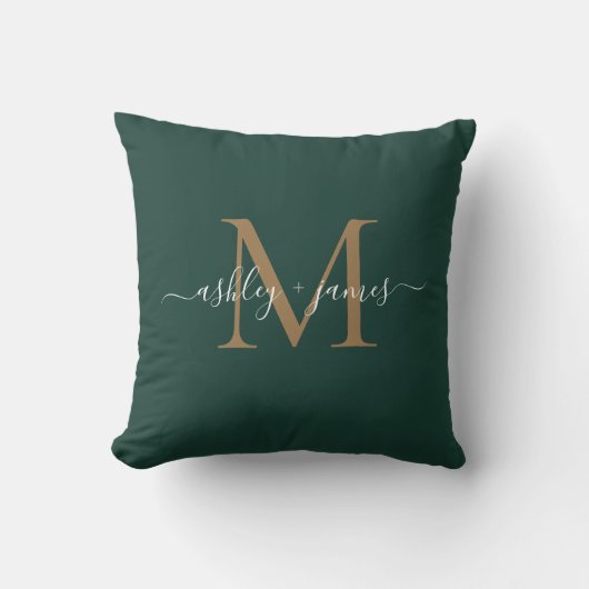 Coussin Noms de script de monogramme d'or élégant Mariage  (Recto)