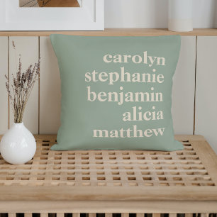 Coussin Noms personnalisés de petits-enfants rustique sage