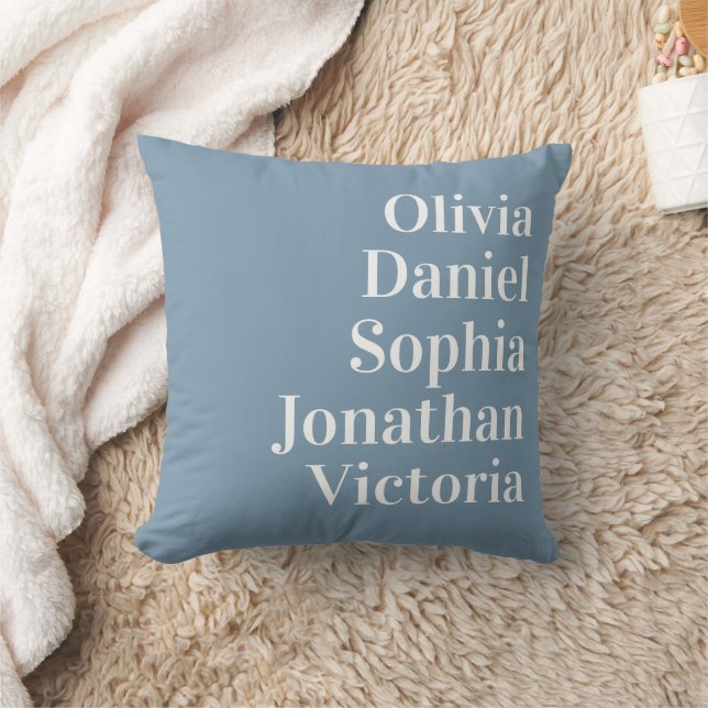 Coussin Noms personnalisés des petits-enfants | Bleu pouss (Couverture)