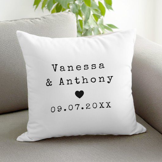 Coussin Noms personnalisés et date anniversaire de mariage
