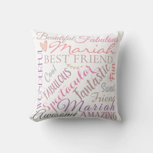 Coussin Noms personnalisés et mots d'amour et d'amitié