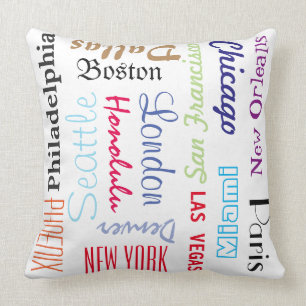 Coussin Noms personnalisés ou destinations de voyage de vi