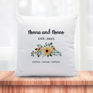 Coussin Nonna et Nonno Tournesol et noms rustiques