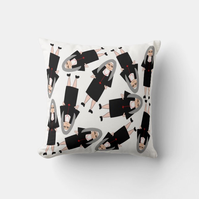 Coussin Nonnes dans les habitudes noires et blanches (Recto)