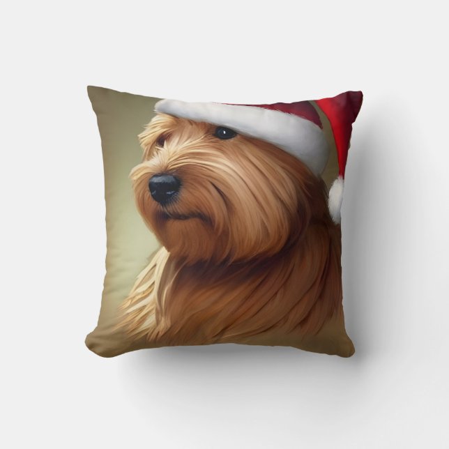 Coussin Norfolk Terrier Noël (Recto)