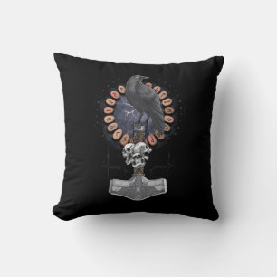 Coussin Norse Viking Raven Hammer