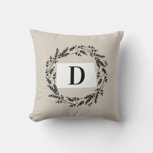 Coussin North Dakota Rustic Wreath Monogram Jeu d'oreiller