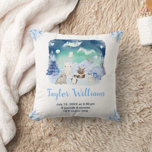 Coussin Northern Lights Arctic Animals Birth Statistics (Couverture)