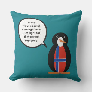 Coussin Norvège Parlant Mme Pingouin Personnalisé