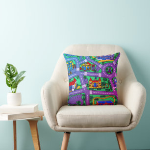 Coussin nostalgie des années 90, tapis de piste Route voit