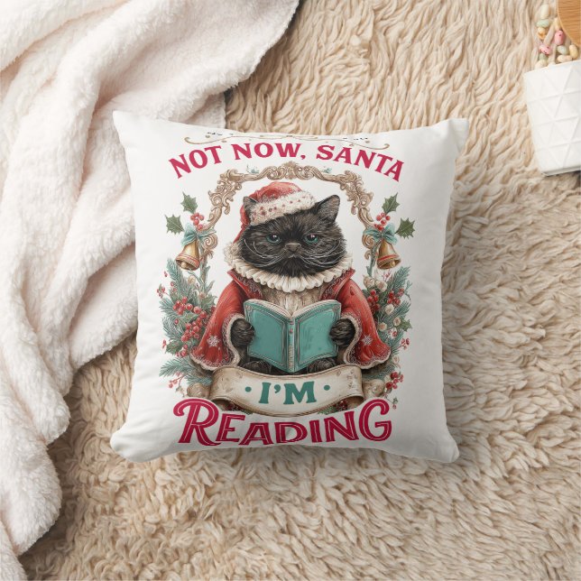 Coussin Not Now Santa I'm Reading  (Couverture)